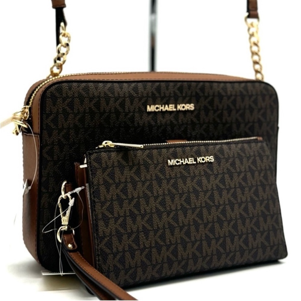 Michael Kors Large EW Crossbody Bag & Large Double Zip Wallet Brown